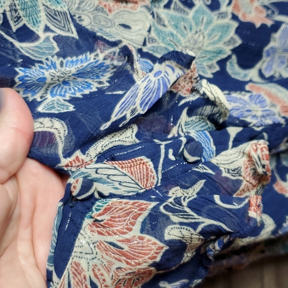 Anthro Maeve Mariposa Blue Pattern Button Front Tank - Picture 4 of 11